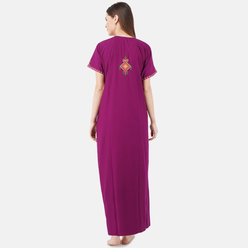 KOI SLEEPWEAR Women's Cotton Blend Embroidered Maxi Nightgown