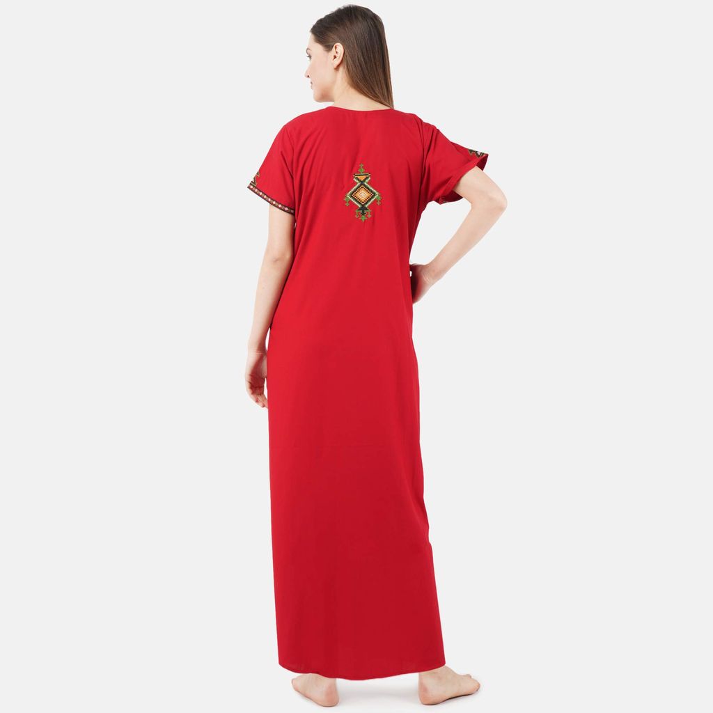 KOI SLEEPWEAR Women's Cotton Blend Embroidered Maxi Nightgown