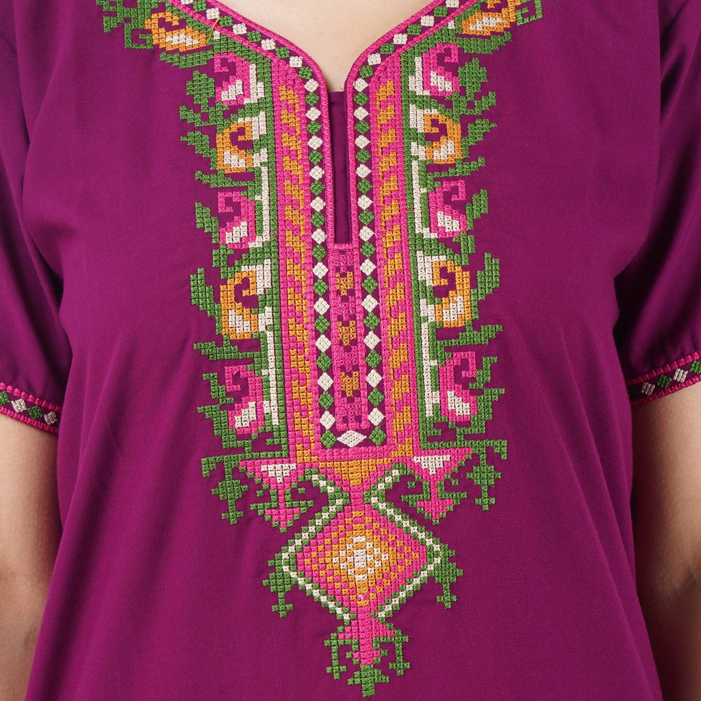 KOI SLEEPWEAR Women's Cotton Blend Embroidered Maxi Nightgown