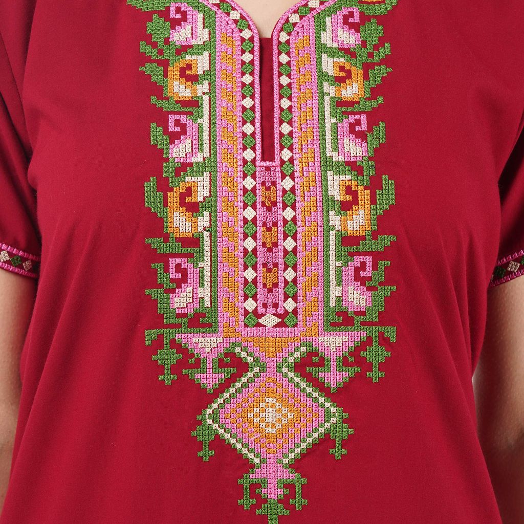 KOI SLEEPWEAR Women's Cotton Blend Embroidered Maxi Nightgown