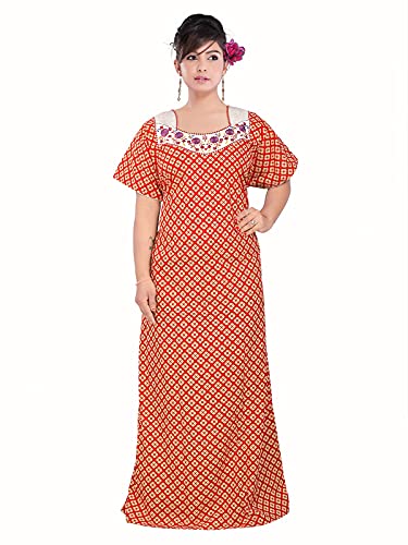 VALENCIA SLEEPWEAR XXL/XXXL Pure Cotton Yoke Embroidery Pleated Nighty Maxi Night Gown Summer Collection - Nightwear & Loungewear | Buy online on ZillyBuy