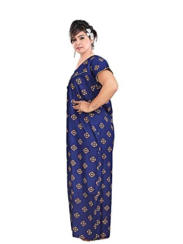 VALENCIA SLEEPWEAR Women's Pure Cotton Printed Maxi Nighty with Pocket Nightdress Night Suit Gown for Women and Girls Nightwear Female for Regular Use Nightgown Free Size