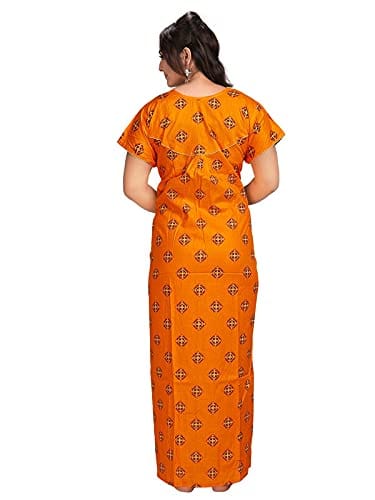 VALENCIA SLEEPWEAR Women's Pure Cotton Printed Maxi Nighty with Pocket Nightdress Night Suit Gown for Women and Girls Nightwear Female for Regular Use Nightgown Free Size