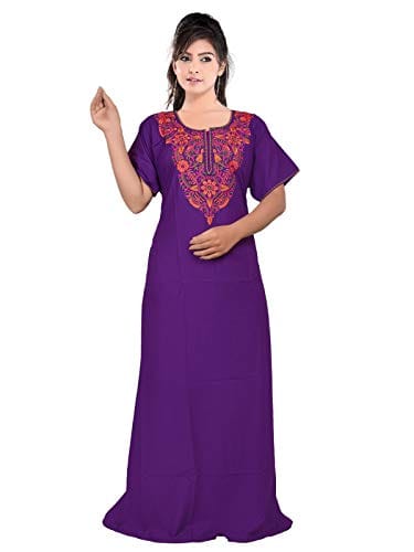VALENCIA SLEEPWEAR Plain Patty Embroidery Gown Maxi Nightwear Nighty Lizzy Bizzy Soft Fabric