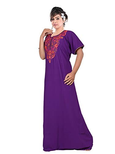 VALENCIA SLEEPWEAR Plain Patty Embroidery Gown Maxi Nightwear Nighty Lizzy Bizzy Soft Fabric