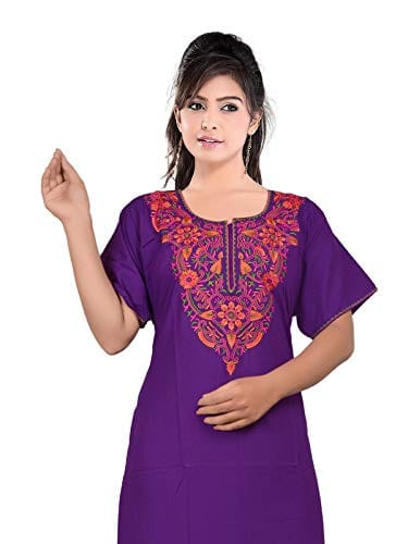 VALENCIA SLEEPWEAR Plain Patty Embroidery Gown Maxi Nightwear Nighty Lizzy Bizzy Soft Fabric