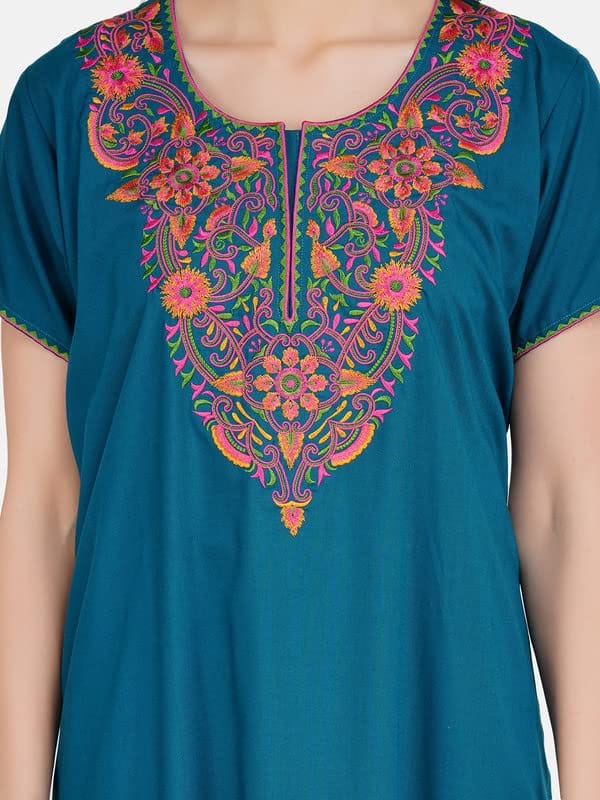 VALENCIA SLEEPWEAR Plain Patty Embroidery Gown Maxi Nightwear Nighty Lizzy Bizzy Soft Fabric