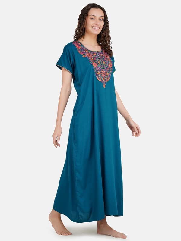 VALENCIA SLEEPWEAR Plain Patty Embroidery Gown Maxi Nightwear Nighty Lizzy Bizzy Soft Fabric