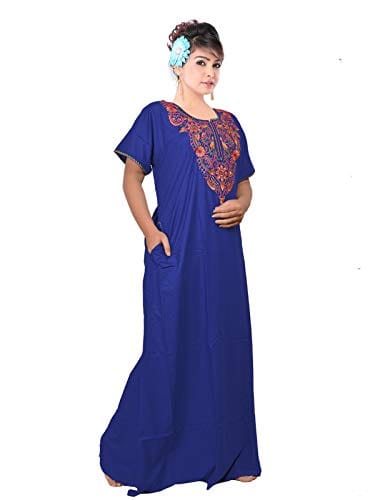 VALENCIA SLEEPWEAR Plain Patty Embroidery Gown Maxi Nightwear Nighty Lizzy Bizzy Soft Fabric