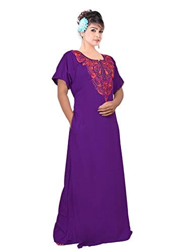VALENCIA SLEEPWEAR Plain Patty Embroidery Gown Maxi Nightwear Nighty Lizzy Bizzy Soft Fabric