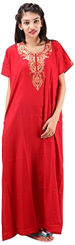 VALENCIA SLEEPWEAR Plain Patty Embroidery Gown Maxi Nightwear Nighty Lizzy Bizzy Soft Fabric