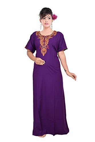 VALENCIA SLEEPWEAR Plain Patty Embroidery Gown Maxi Nightwear Nighty Lizzy Bizzy Soft Fabric