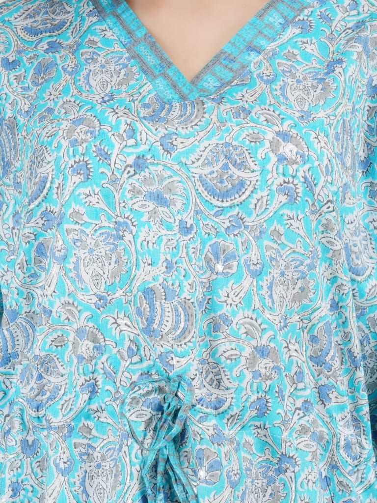 KOI SLEEPWEAR Women's Printed Rayon Chinese Collor Top & Pyjama Night Suit Lounge Wear