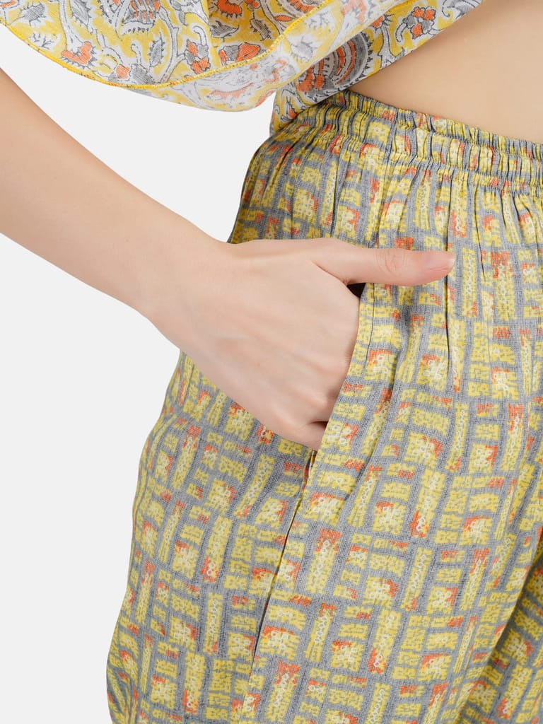 KOI SLEEPWEAR Women's Printed Rayon Chinese Collor Top & Pyjama Night Suit Lounge Wear