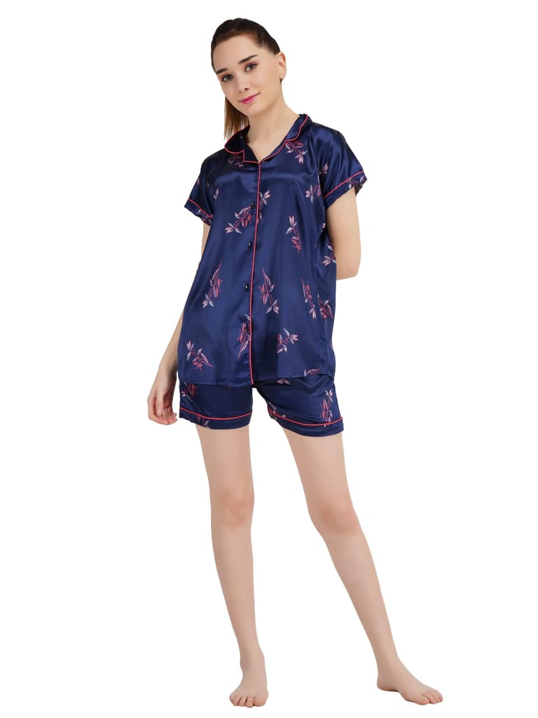 KOI SLEEPWEAR Women's Printed Satin Shirt & Short Sleeve Night Suit Lounge Wear - Nightwear & Loungewear | Buy online on ZillyBuy