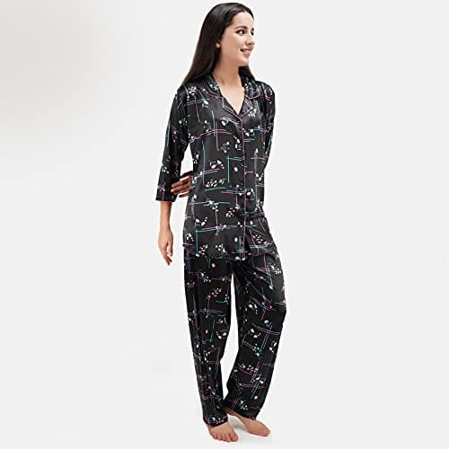 KOI SLEEPWEAR Premium Satin Floral Night Dress Set