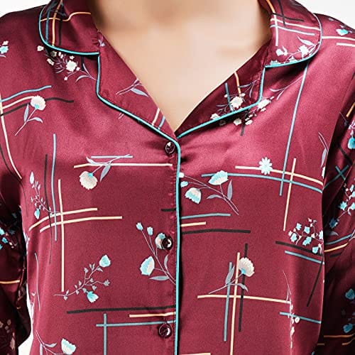 KOI SLEEPWEAR Premium Satin Floral Night Dress Set