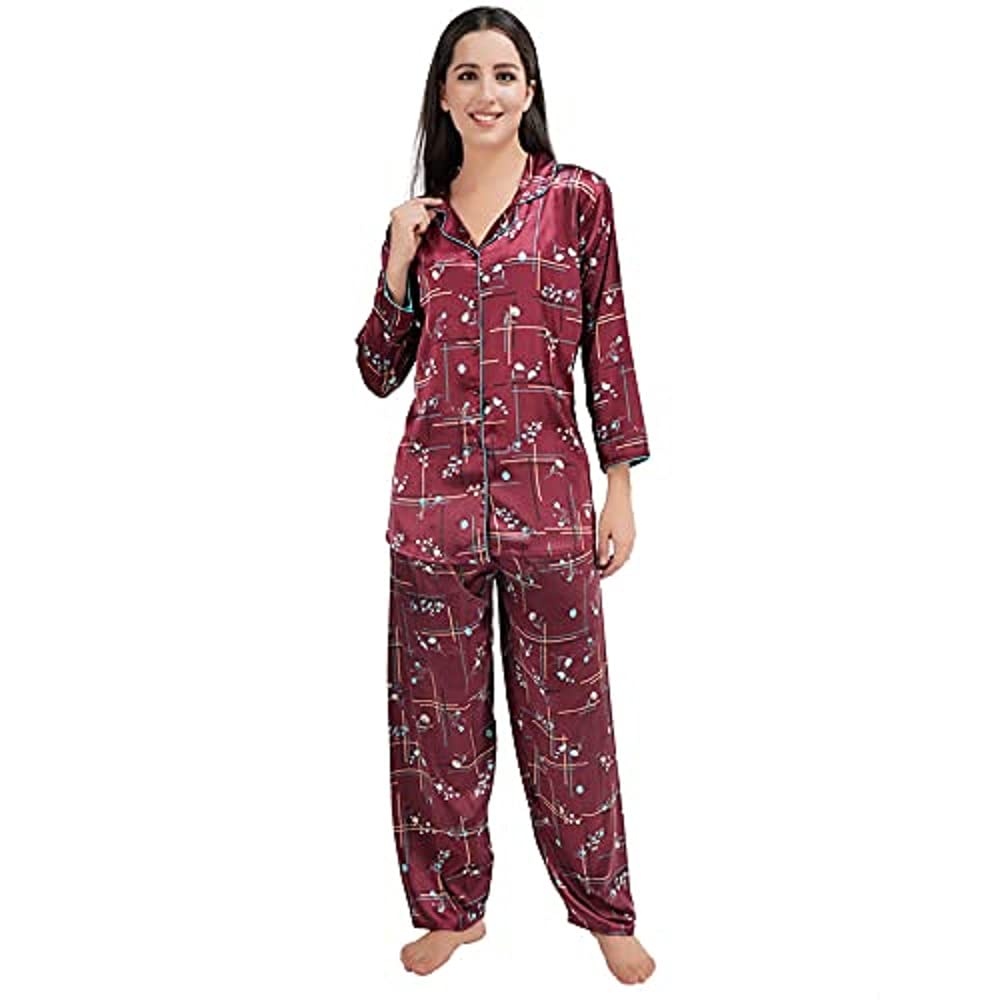 KOI SLEEPWEAR Premium Satin Floral Night Dress Set