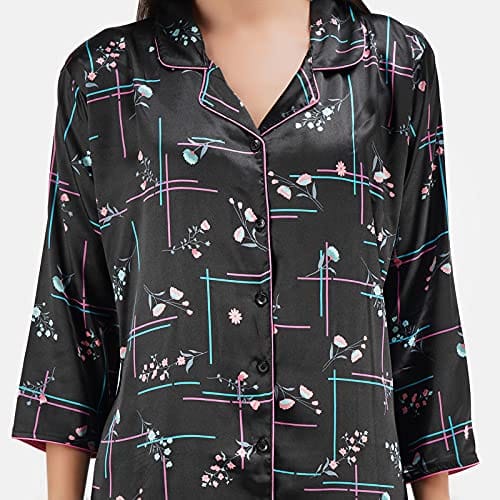 KOI SLEEPWEAR Premium Satin Floral Night Dress Set