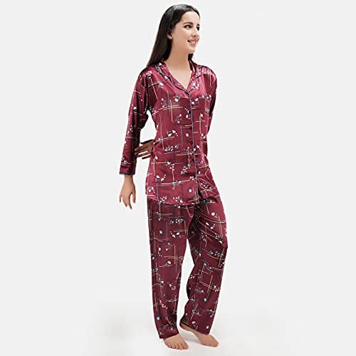 KOI SLEEPWEAR Premium Satin Floral Night Dress Set