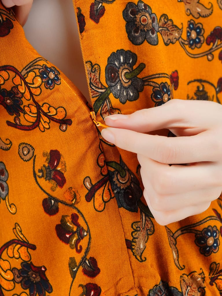 KOI SLEEPWEAR Women's Silk Maternity Kaftan Breastfeeding Gown Dress with Feeding Pocket Maxi Night Gown for Pregnant Women - Mustard