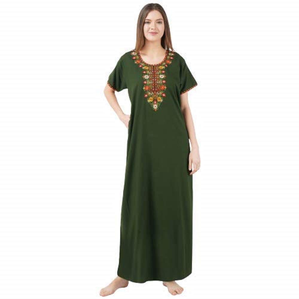 KOI SLEEPWEAR lissybissy Cotton Resham Embroidery Nighty Night Gown Maxi for Women A line