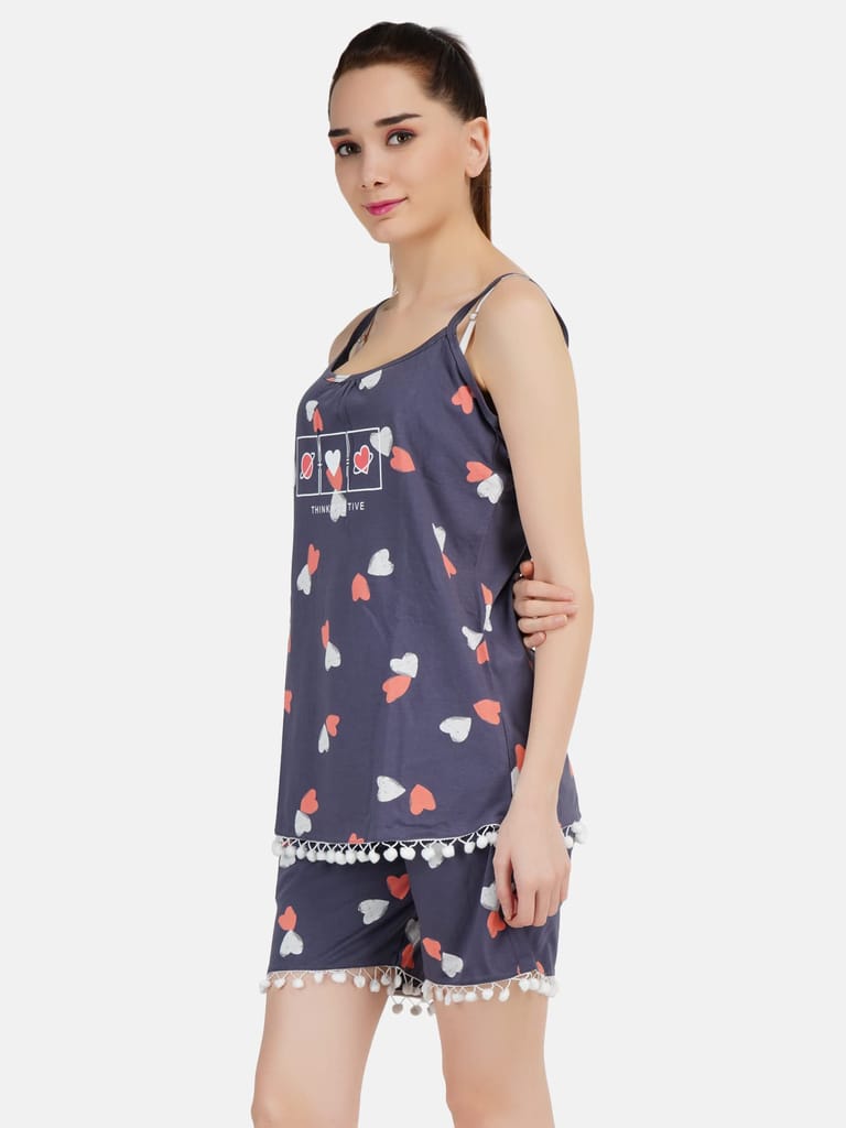 KOI SLEEPWEAR Women Spagetti Short Ball Lace Nightsuit Set