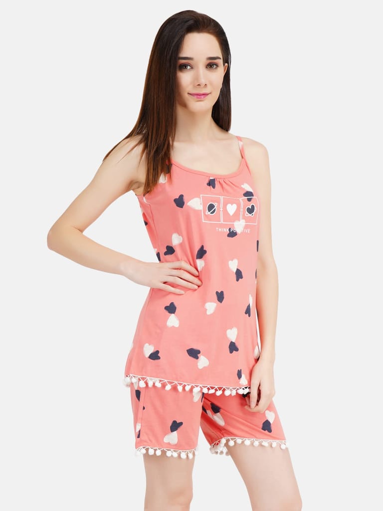 KOI SLEEPWEAR Women Spagetti Short Ball Lace Nightsuit Set