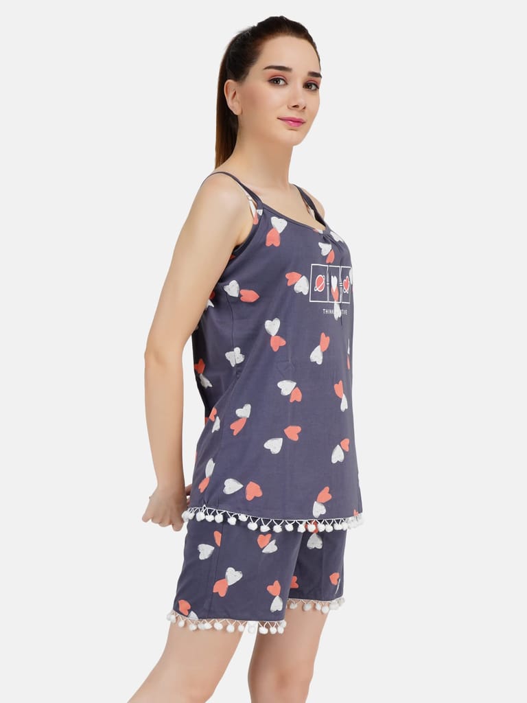 KOI SLEEPWEAR Women Spagetti Short Ball Lace Nightsuit Set