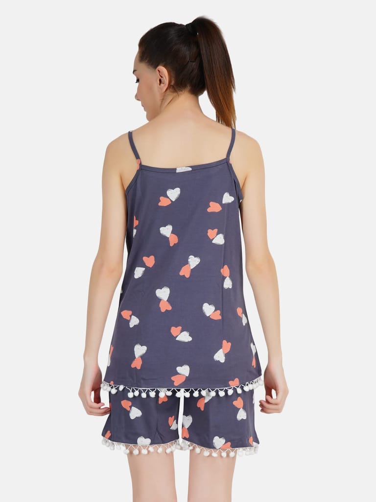 KOI SLEEPWEAR Women Spagetti Short Ball Lace Nightsuit Set