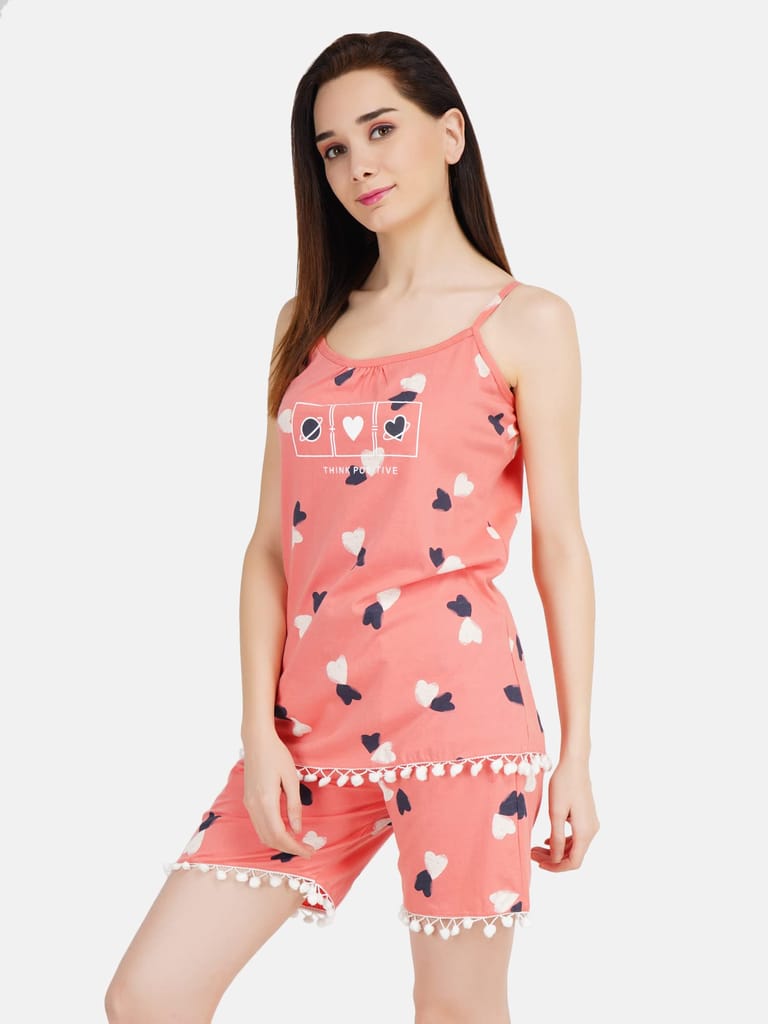 KOI SLEEPWEAR Women Spagetti Short Ball Lace Nightsuit Set