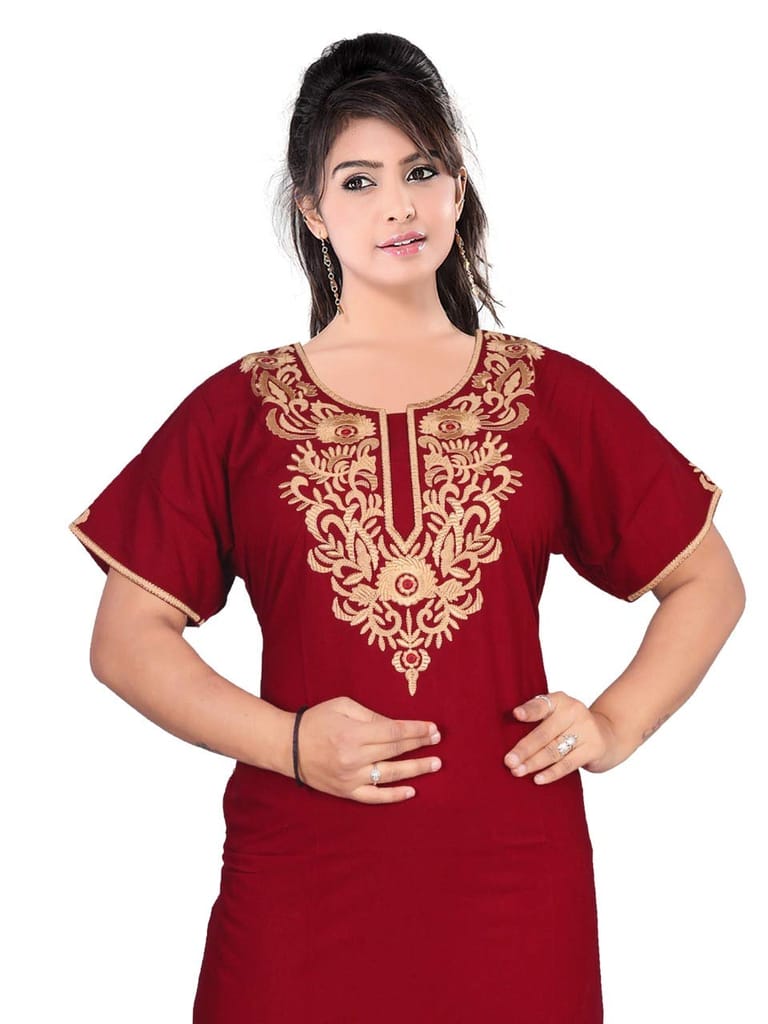 VALENCIA SLEEPWEAR Cream Floral Embroidery Gown Maxi Nightwear Nighty Lizzy Bizzy Soft Fabric Length Night Slip for Women