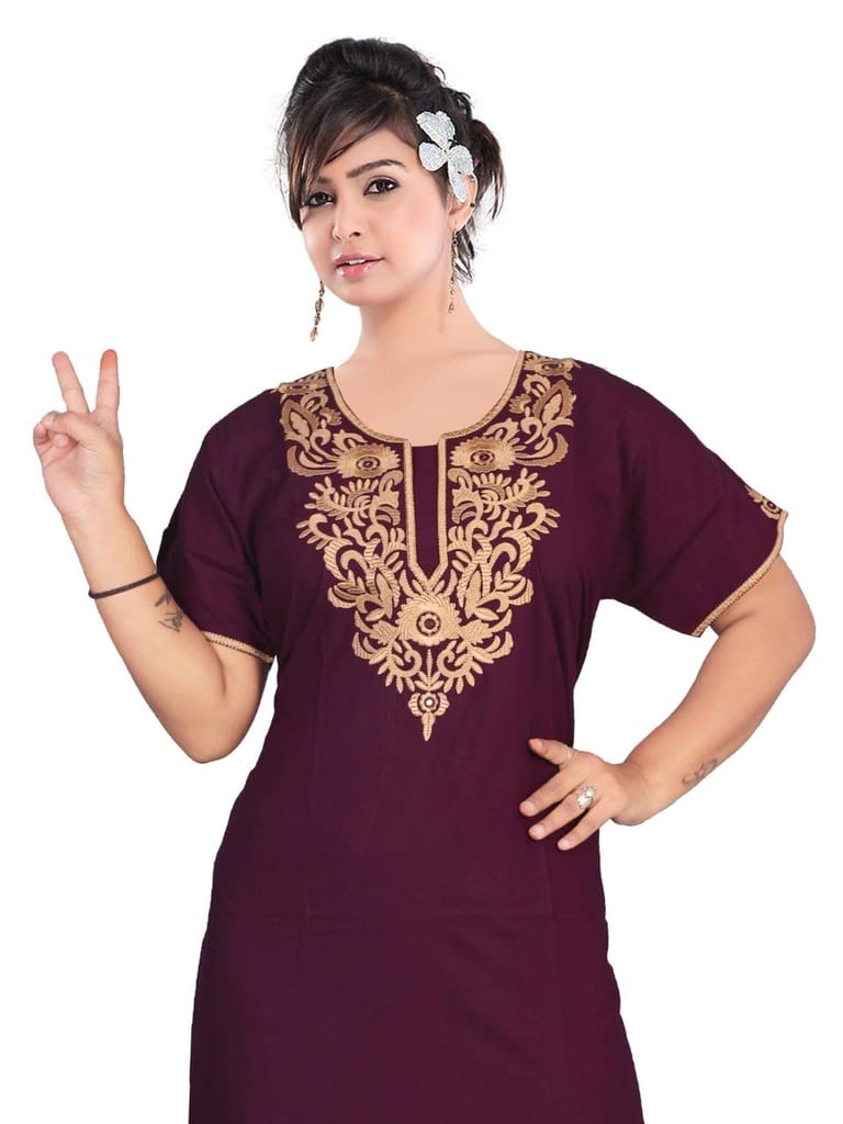 VALENCIA SLEEPWEAR Cream Floral Embroidery Gown Maxi Nightwear Nighty Lizzy Bizzy Soft Fabric Length Night Slip for Women