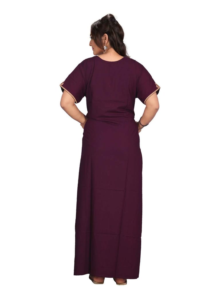 VALENCIA SLEEPWEAR Cream Floral Embroidery Gown Maxi Nightwear Nighty Lizzy Bizzy Soft Fabric Length Night Slip for Women