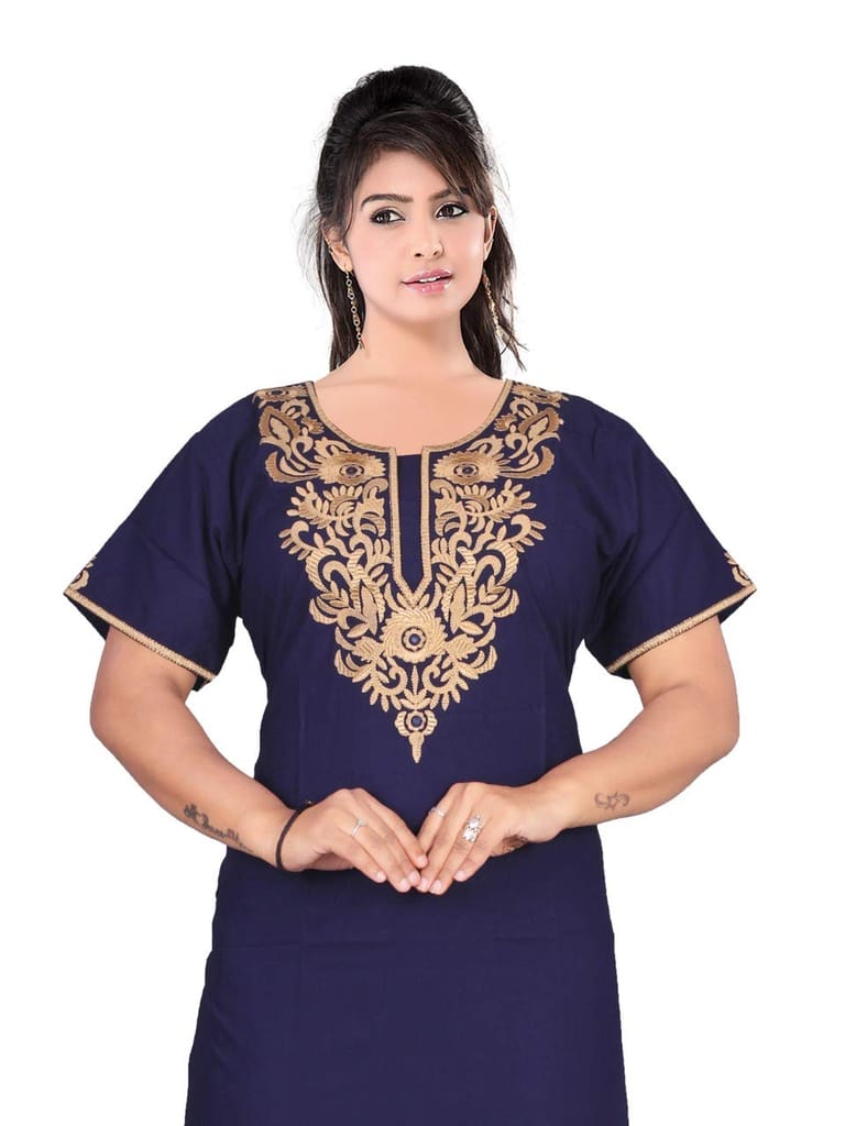 VALENCIA SLEEPWEAR Cream Floral Embroidery Gown Maxi Nightwear Nighty Lizzy Bizzy Soft Fabric Length Night Slip for Women