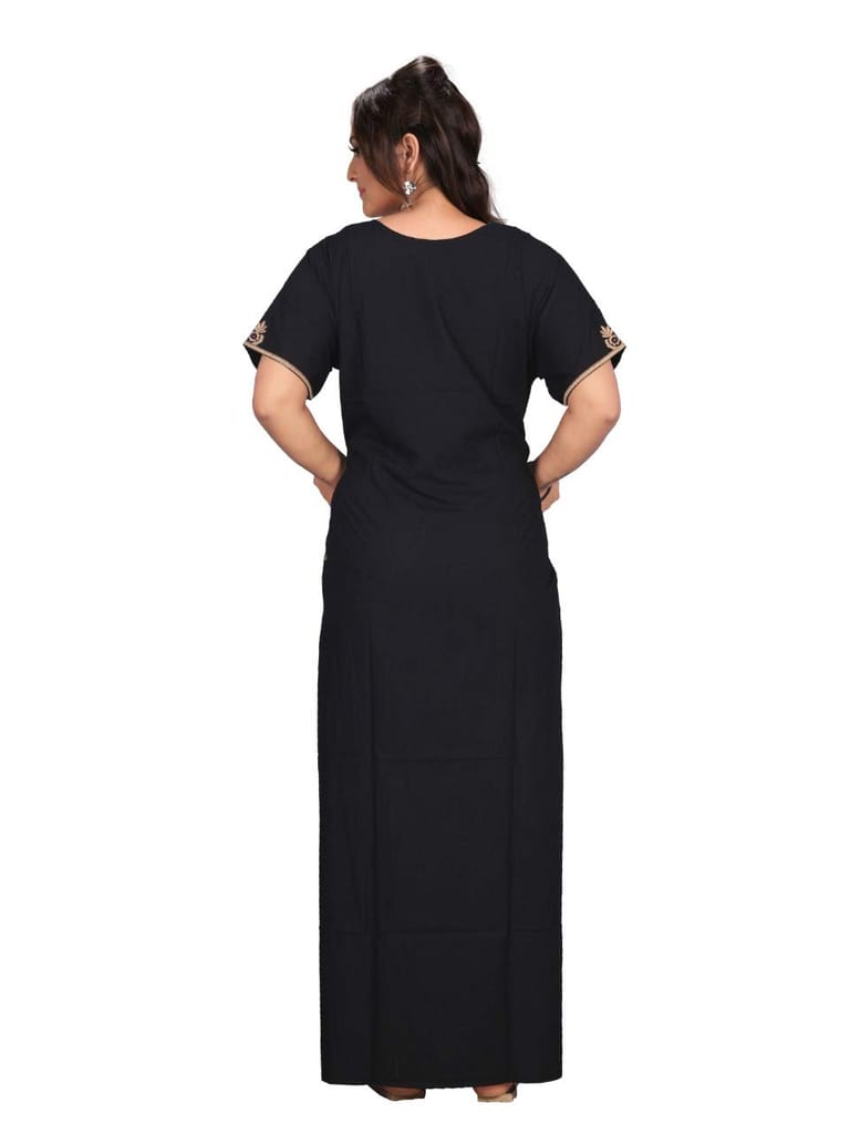 VALENCIA SLEEPWEAR Cream Floral Embroidery Gown Maxi Nightwear Nighty Lizzy Bizzy Soft Fabric Length Night Slip for Women