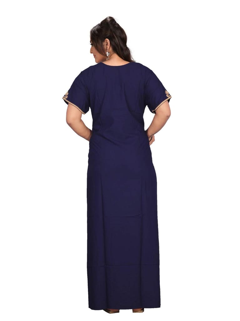 VALENCIA SLEEPWEAR Cream Floral Embroidery Gown Maxi Nightwear Nighty Lizzy Bizzy Soft Fabric Length Night Slip for Women