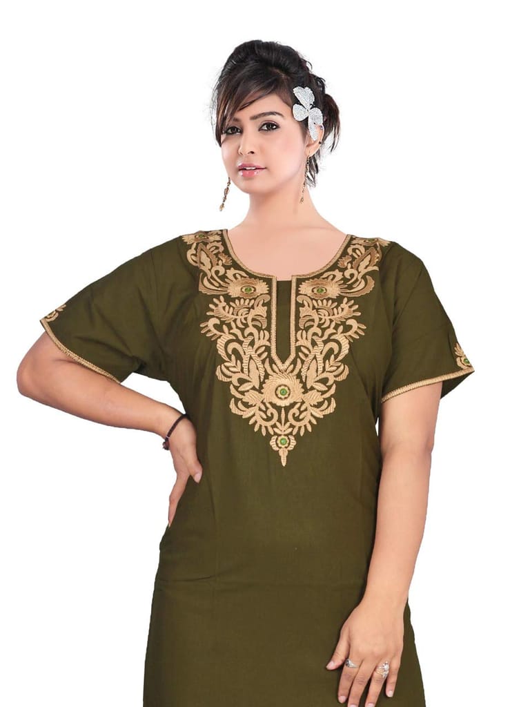 VALENCIA SLEEPWEAR Cream Floral Embroidery Gown Maxi Nightwear Nighty Lizzy Bizzy Soft Fabric Length Night Slip for Women