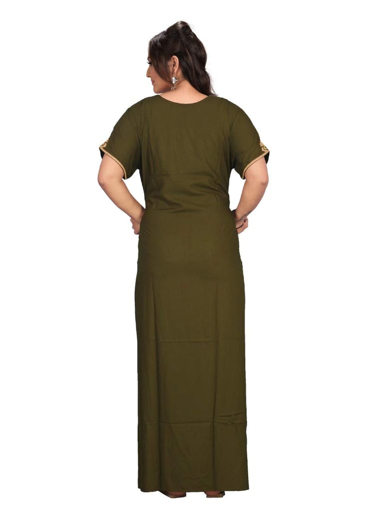 VALENCIA SLEEPWEAR Cream Floral Embroidery Gown Maxi Nightwear Nighty Lizzy Bizzy Soft Fabric Length Night Slip for Women