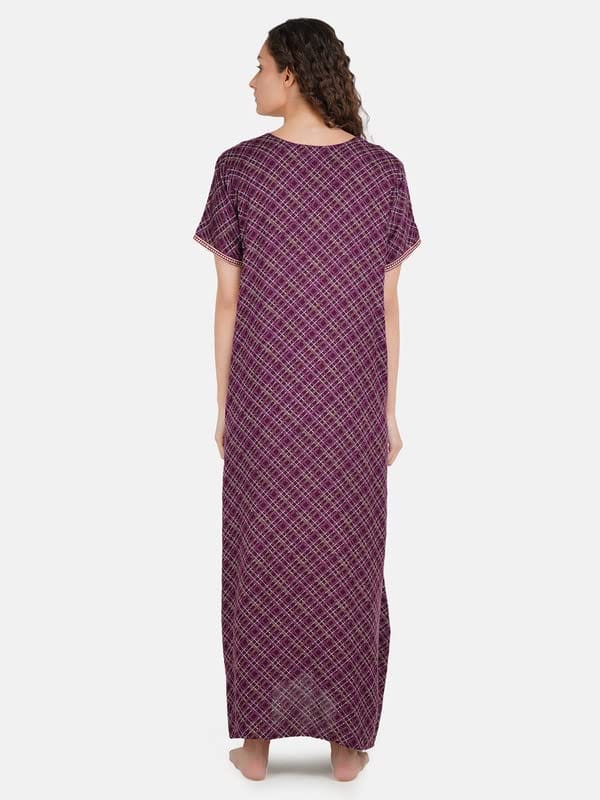 KOI SLEEPWEAR Premium Women Embroidery Night Gown Soft Breathable Alpine Fabric Nighty Maxi