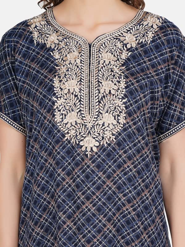 KOI SLEEPWEAR Premium Women Embroidery Night Gown Soft Breathable Alpine Fabric Nighty Maxi