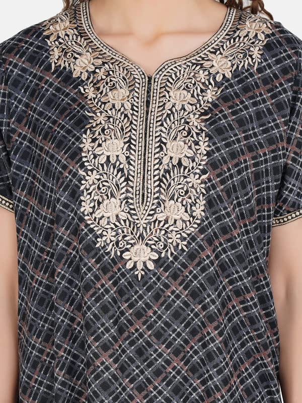 KOI SLEEPWEAR Premium Women Embroidery Night Gown Soft Breathable Alpine Fabric Nighty Maxi