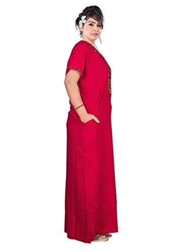 VALENCIA SLEEPWEAR Floral Embroidery Gown Maxi Nightwear Nighty Lizzy Bizzy Soft Fabric Length Night Slip