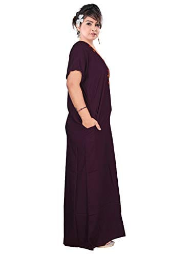 VALENCIA SLEEPWEAR Floral Embroidery Gown Maxi Nightwear Nighty Lizzy Bizzy Soft Fabric Length Night Slip