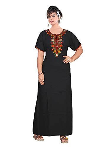 VALENCIA SLEEPWEAR Floral Embroidery Gown Maxi Nightwear Nighty Lizzy Bizzy Soft Fabric Length Night Slip
