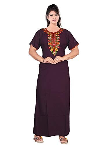 VALENCIA SLEEPWEAR Floral Embroidery Gown Maxi Nightwear Nighty Lizzy Bizzy Soft Fabric Length Night Slip