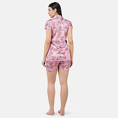 VALENCIA SLEEPWEAR Digital Pattern Print Satin Short Night Suit Night Dress Loungewear Shorts