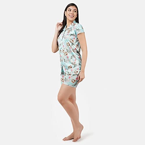 VALENCIA SLEEPWEAR Digital Pattern Print Satin Short Night Suit Night Dress Loungewear Shorts