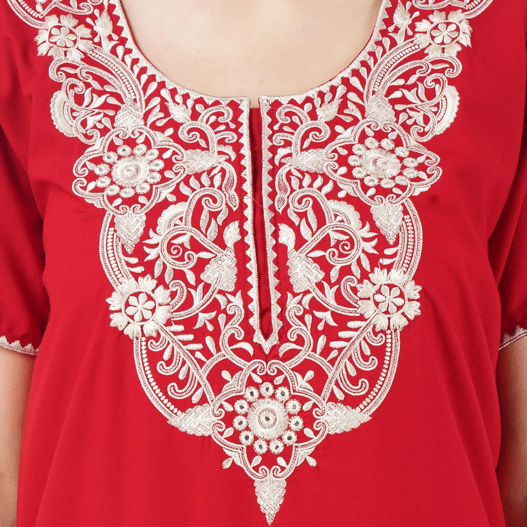 KOI SLEEPWEAR lizzybizzy Nightgown with White Floral Embroidery with Pockets Comfortable for Women (Free Size)