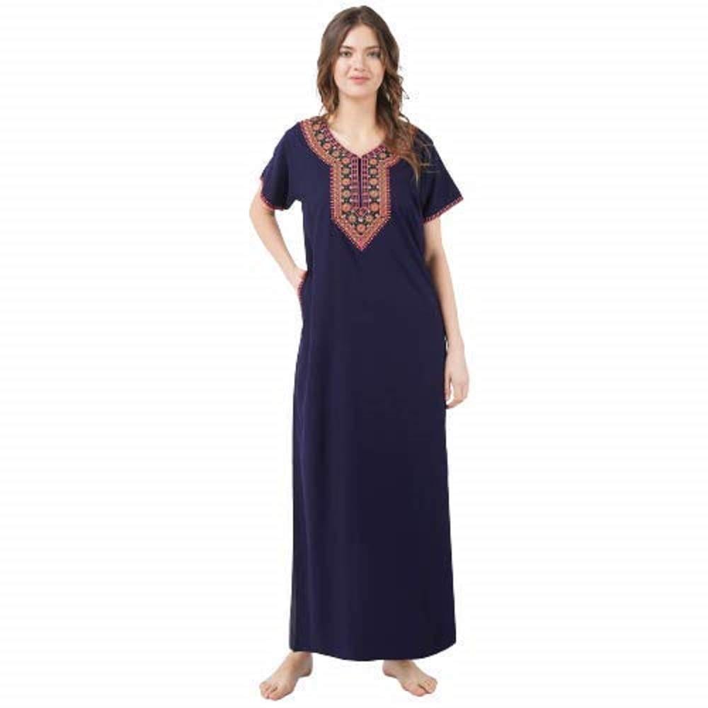KOI SLEEPWEAR lissybissy Cotton Resham Embroidery Nighty Night Gown Maxi for Women A line